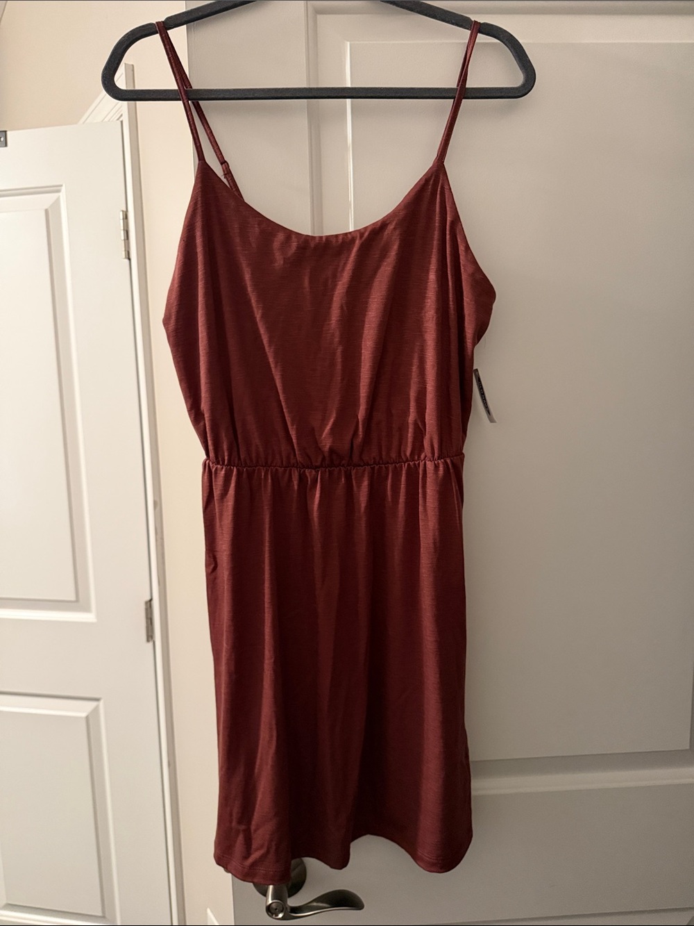 Old Navy Rust Red Midi Slip Dress with Spaghetti Straps